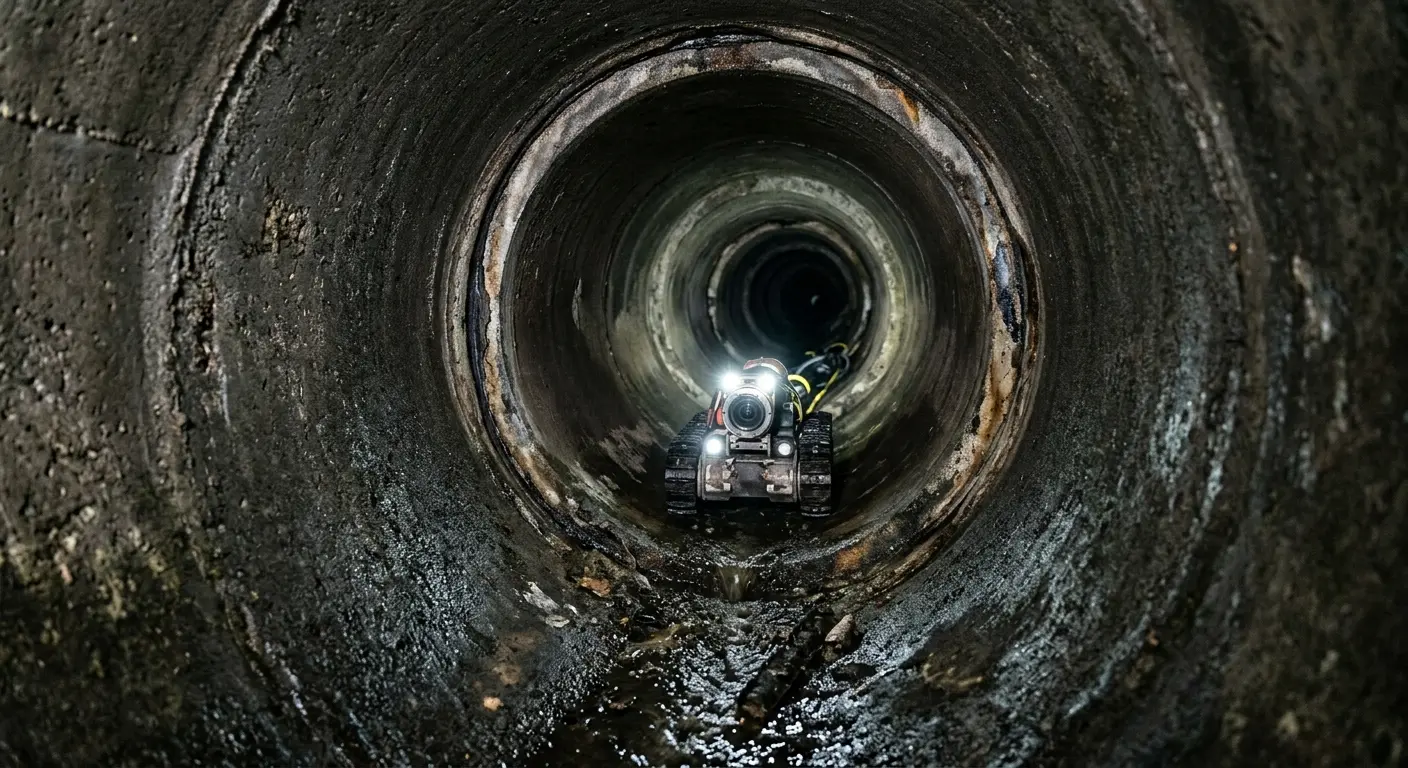 Robotic sewer camera inspecting pipe interior for Sewer Line Cleaning in Port Neches